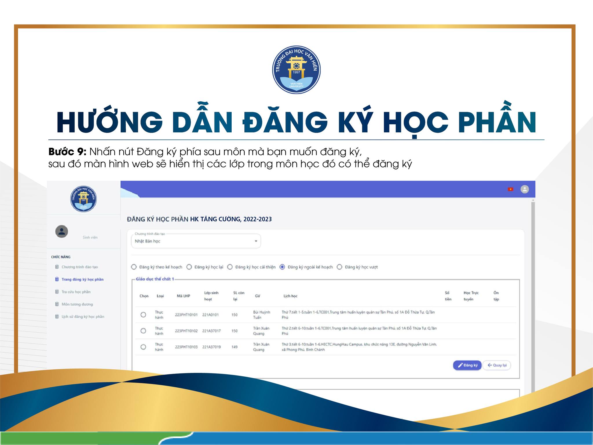 HƯỚNG DẪN ĐĂNG KÝ HỌC PHẦN